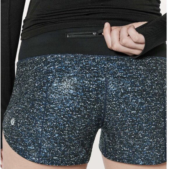 Lululemon Speed Up Short *2.5" Speckled Foil White Blue / Black Swift Size 8 - Picture 1 of 14